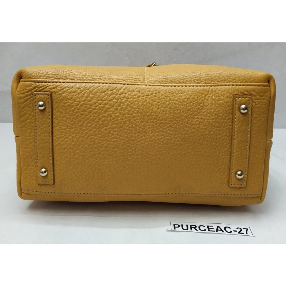 Dooney & Bourke Dillen Yellow Pebbled Leather Double Pocket Satchel Shoulder Bag